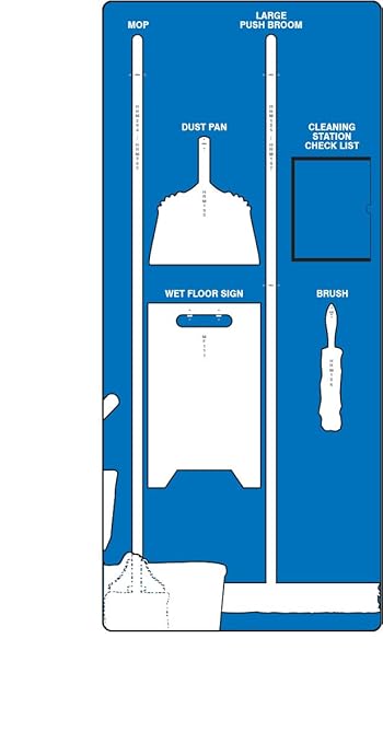 Accuform Clean & Mop Store-Board, Blue/White Shadow Board, 68"H x 30"W, Accu-Shield, PSB109BUWT