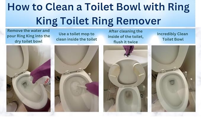 Ring King Toilet Ring Remover Bundle of Amazon Brand - Ring King Toilet Bowl Cleaners | Toilet Bowl Cleaner Liquid 32oz F Silicone Toilet Brush and Holder Set