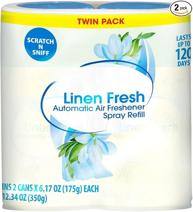 Automatic Air Freshener Spray Refill, Linen Scent, 2 Pack Fragrance Refill for Automatic Dispenser Units, Room Air Spray for Home Bathroom Office