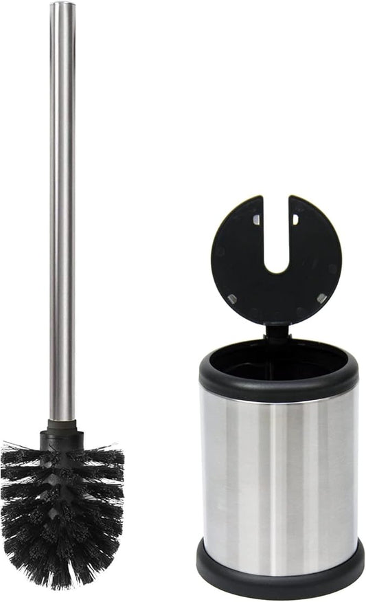 Casaphoria Stainless Steel Toilet Bowl Brush and Holder set for Deep Cleaning,Bowl Scrubber Brush with Lid for Bathroom,Deluxe Freestanding Toilet Brush and Plunger Combo
