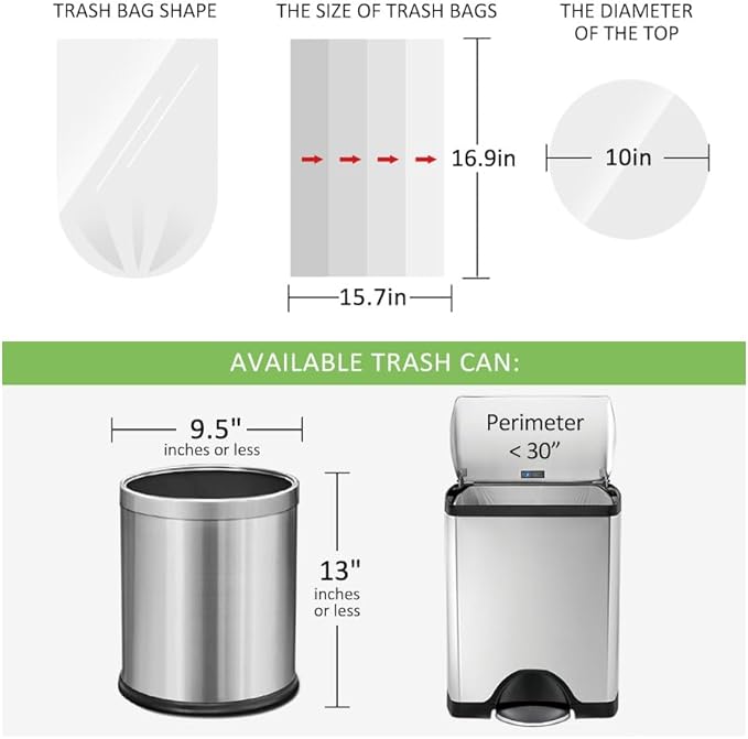 1.2 Gallon 80 Counts Strong Trash Bags Garbage Bags, Bathroom Trash Can Bin Liners, Small Plastic Bags for home office kitchen, fit 5-6 Liter, 0.8-1.6 and 1-1.5 Gal, Clear