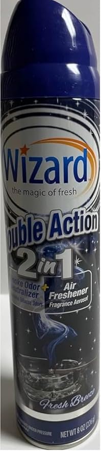 Wizard Double Action Smoke Odor Neutralizer & Air Freshener, Eliminates Smoke Smell & Odors, Freshens Air, Long-Lasting Scent; 6-Pack of 10 oz Sprays fresh breeze