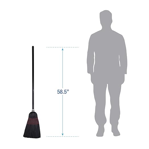 Boardwalk BWK930BP Flagged Tip Poly Bristle Janitor Brooms, 57-58-1/2", Natural/Black (Case of 12)