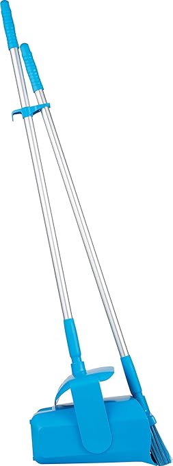 Remco - A Vikan Company 62503 Lobby Dustpan with Broom, Polypropylene/Polyester/Aluminum, 7" X 14" Bin, 37" Handle, Blue