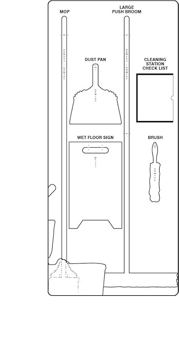 Accuform Clean & Mop Store-Board, White/White Shadow Board, 68"H x 30"W, Accu-Shield, PSB109WTWT