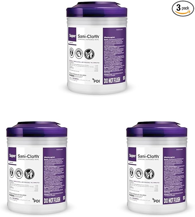 Professional Disposables Surface Disinfectant Super Sani-Cloth Wipes, 160Count (Pack of 3)