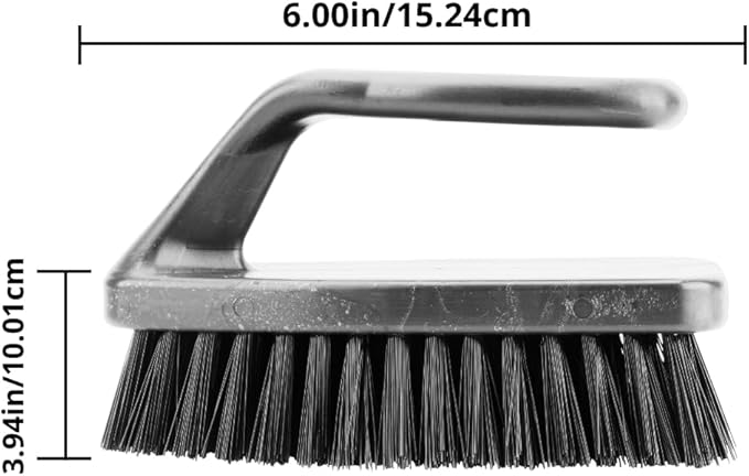 SPARTA Heavy Duty Scrub Brush, Hand Brush with Iron Shape Handle Design for Scrubbing Kitchen Pots and Pans or Bathroom Sink and Shower, 6 Inches, Black, Twin