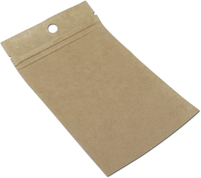 FERENLI 100Pcs Clear Brown Kraft Paper Plastic for Zip Reclosable Bag Lock Flat Heat Sealable Smell Proof Packaging Bags Zipper Lock Coffee Plastic Bags 16x24cm (6.3x9.4 inch)