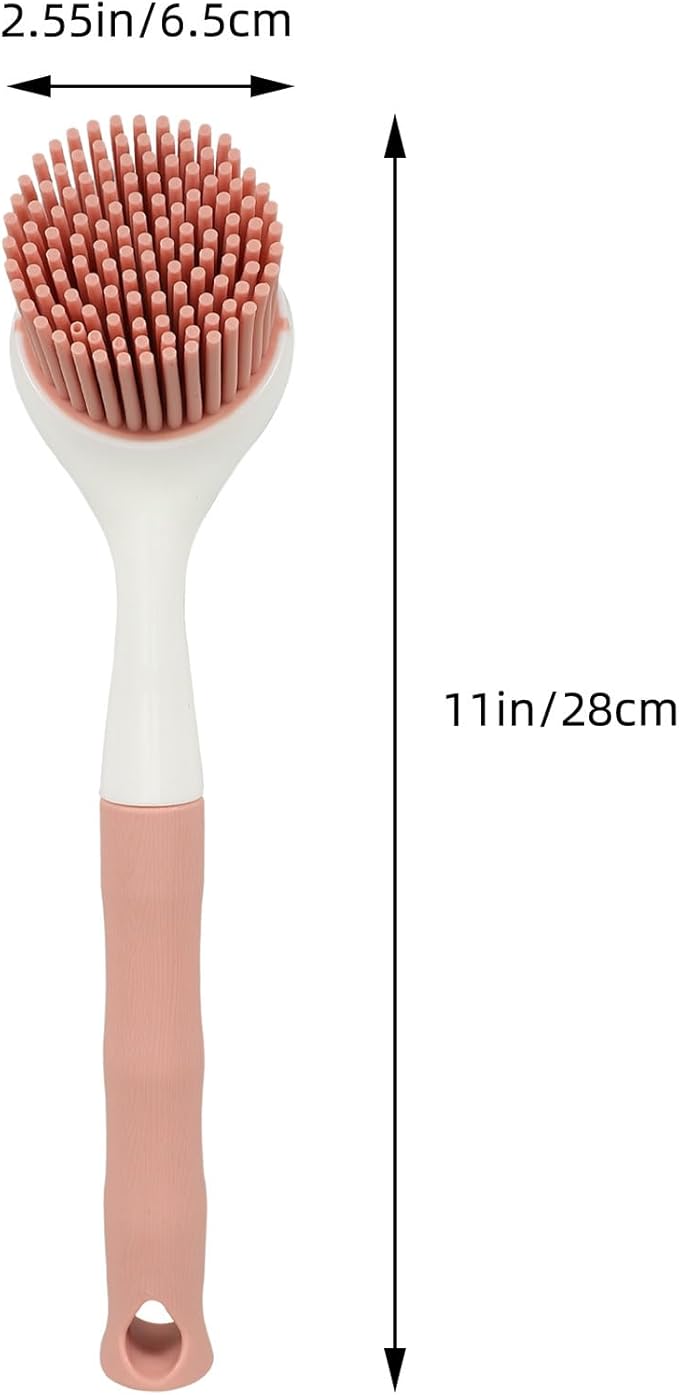 Luxshiny Dish Brush with Long Handle: Pot Scrubber Kitchen Scrub Brush Ergonomic Dish Washing Scrubber for Dishes and Pots Non-Scratch Cleaning