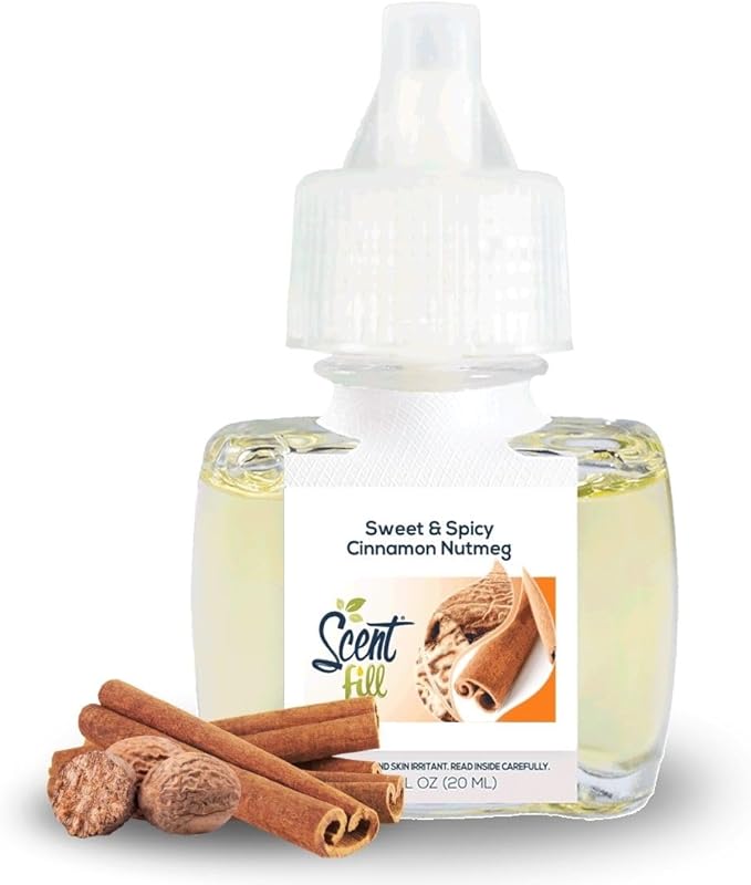 Scent Fill Sweet & Spicy Cinnamon Nutmeg Plug in Air Freshener, 4 Scented Oil Refills