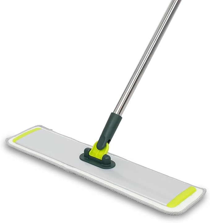 Pine-Sol Flat Microfiber Mop - Wet/Dry Floor Cleaning Tool with 2 Reusable Mopping Pads - Multi-Surface for Dusting Hardwood, Laminate, Tile - Extendable Stainless Steel Handle with Swivel Head