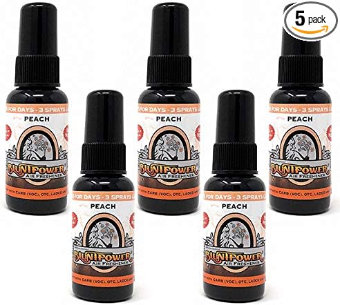 BluntPower (Peach, 5 Pack) Concentrated Air Freshener - Premium Oil Based Air Freshener Spray For Home and Car - Long-Lasting Bathroom Spray, Car Freshener, & Odor Eliminator Spray