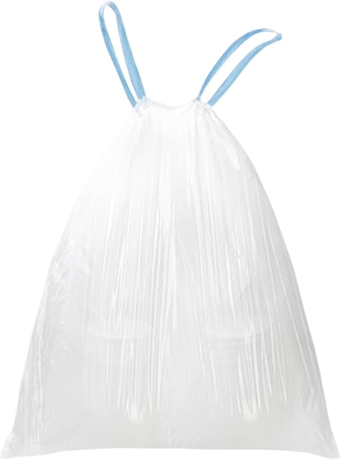 WAIKAS 6 Gallon Trash Bags Drawstring, Pack of 35, Garbage Bags, 55x66cm, 9.5g/pcs, Unscented, White