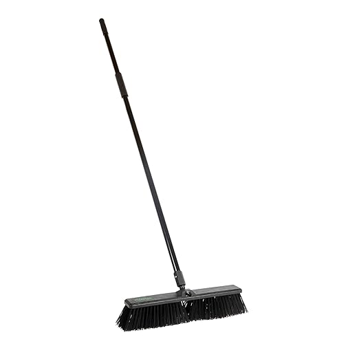 Restaurantware-Clean Tek Professional 17.13 Inch Push Broom, 1 Heavy-Duty Broom with 59â€ Handle - Heavy Bristles, 2 Handle Attachment, Wooden, Commercial Use, for Deck, Garage, Yard, Patio