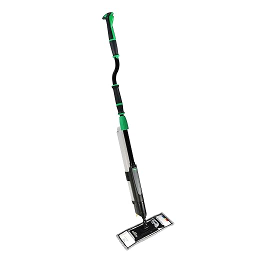 Unger Commercial Excella 18" Floor Cleaning Pocket Mop Kit - Adjustable Height, Liquid Dispensing System, 2 Microfiber Pads and Refillable Bottles - EFKT5