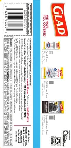 Glad ForceFlex MaxStrength Kitchen Trash Bags, 13 Gal, Fresh Clean Febreze, 34 Ct (Package May Vary) (Pack of 2)