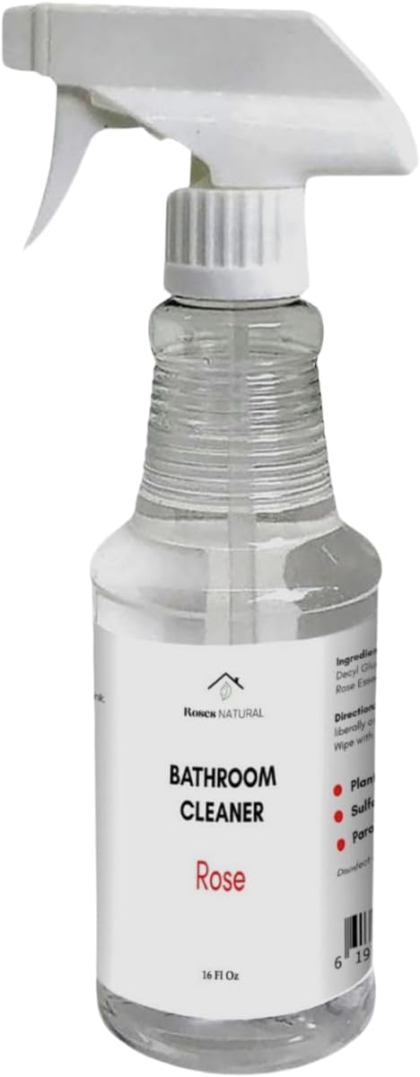 Plant-Based Bathroom Cleaner, Soap Scum Remover, Deodorizing, Multi-Surface (Rose)