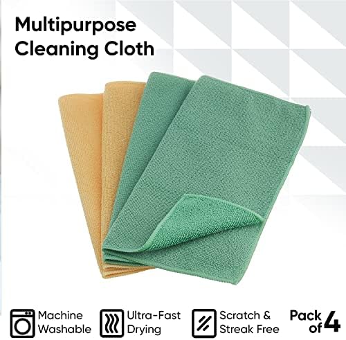 Superio Microfiber Cleaning Cloth for Cars, Kitchen Cleaning Rags for Housekeeping, 16" Absorbent Micro Fiber Towels for House, All-Purpose Streak-Free lint-Free Wash Cloths (Yellow/Green), 16 Pack