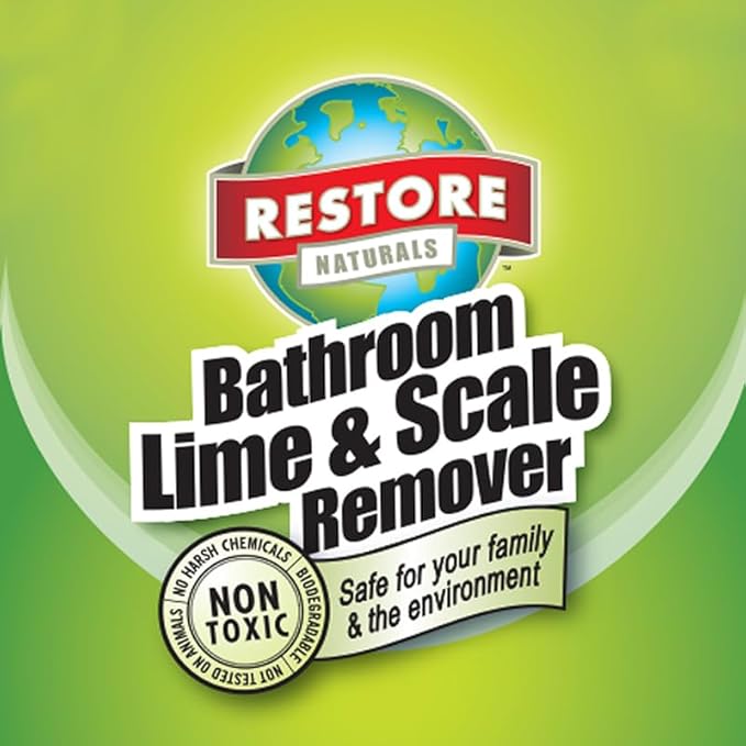 Restore Naturals Non Toxic Bathroom Cleaner - 22oz - Soap Scum Remover, Non Toxic Shower Cleaner, Safe Cleaning Products, Eco Friendly Cleaning Products - 3 Pack