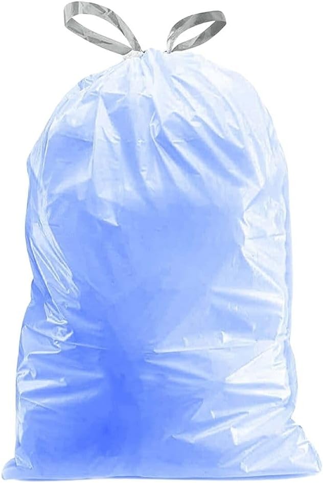 Plasticplace Custom Fit Trash Bags, Compatible with simplehuman Code H (200 Count) Tinted Blue Drawstring Garbage Liners 8-9 Gallon / 30-35 Liters, 18.5" x 28"