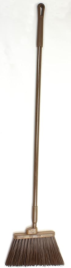 SPARTA 41083EC01 Plastic Color Coded Broom, Unflagged Bristles, Long Broom With Angled Head For Small Debris Cleaning, 56 Inches, Brown, (Pack of 12)