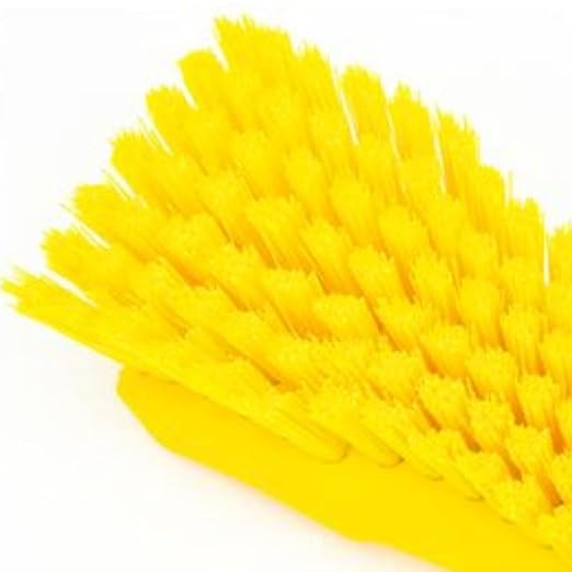 SPARTA Plastic Cutting Board Scrub Brush with Hanging Hole for Washing Cutting Boards, 6 Inches, Yellow