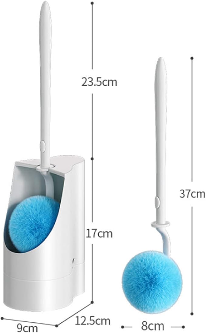 Toilet Brush 2 Pack with Holder Set, Long Handle Toilet Bowl Cleaner Brush with Durable Curved Bristles, Deep Cleaning Toilet Scrubber for Bathroom Accessories,White