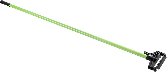Restaurantware Fiberglass Mop Handle - 60 Inches - Durable Quick Release Handle With Ergonomic Grip - Heavy-Duty Plastic Green Handle For Commercial Cleaning