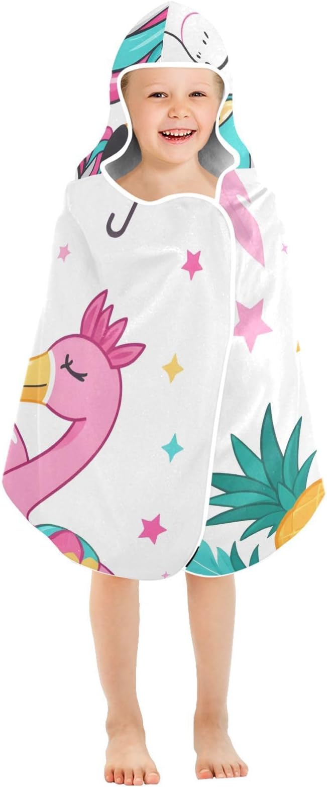 SUABO Kids' Bath Towels Flamingo Unicorn Hooded Towels for Boys Girls,Toddler Towels Multi-Purpose for Beach,Pool and Bathroom,23.5" x 50", Soft and Highly Absorbent