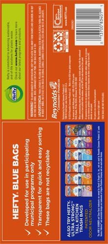 Hefty Blue Trash Bags,Blue,13 Gallon,60 Count (Pack of 6)