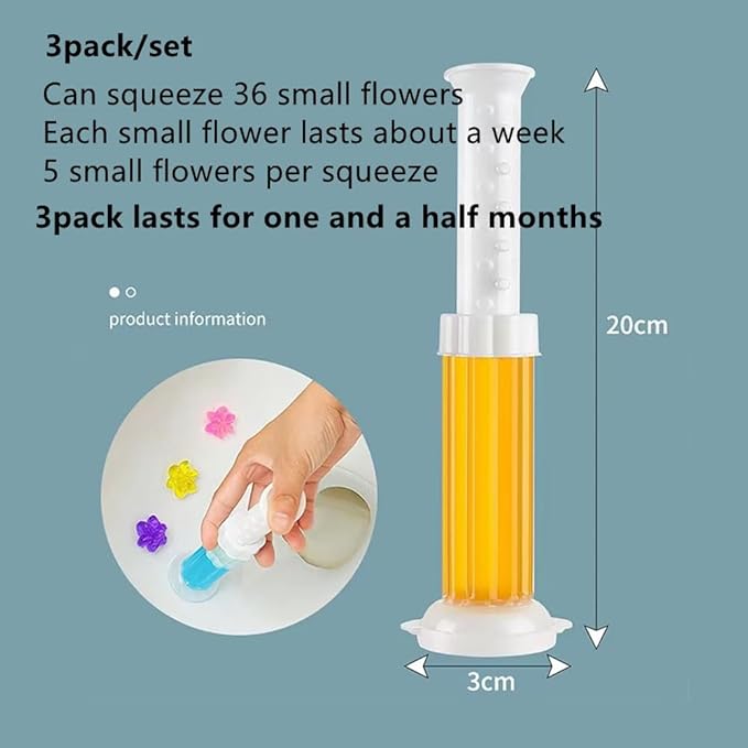 Toilet Gel Stamp, 3 Pack/36 Toilet Stamps,Toilet Bowl Stamp Gel, Toilet Gel Refills, Toilet Refresh Flower Scent Gel, Includes Dispenser and Gel, 3 Pack/set Last for a Month and a Half