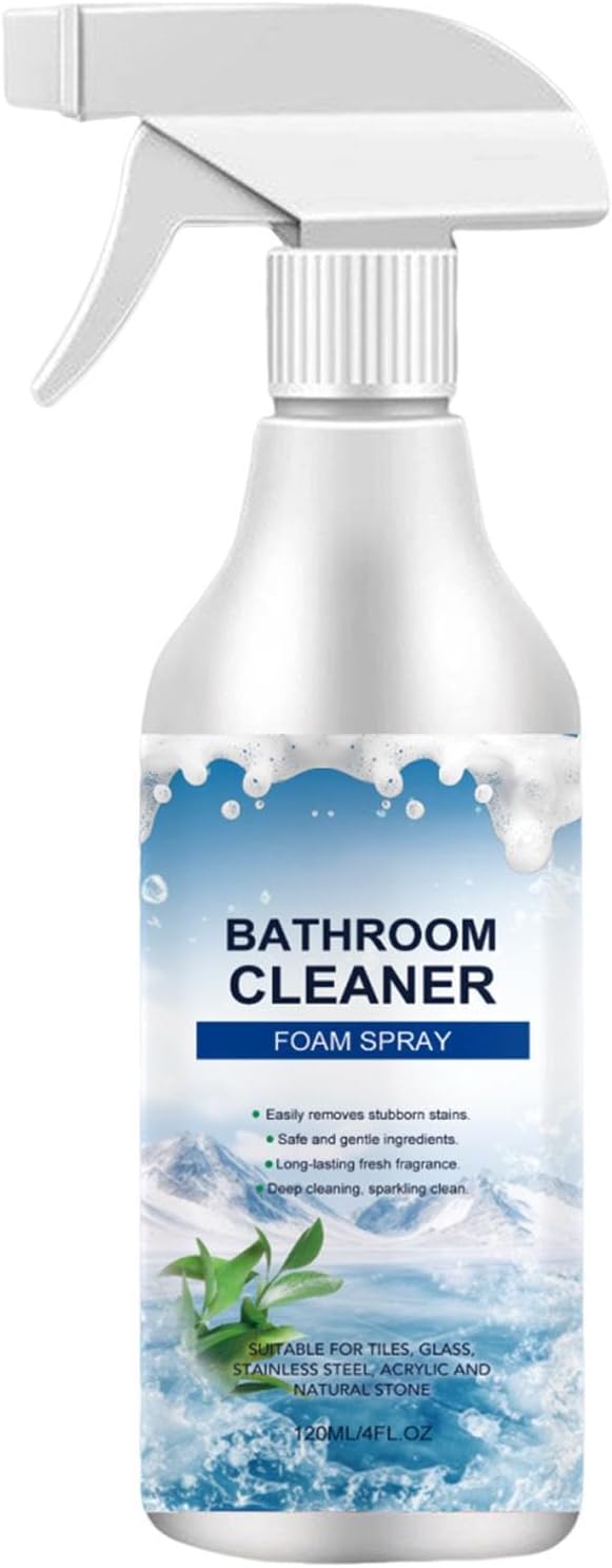 Bathroom Cleaner Foam Spray, With Fast Acting Stain Removal Formula, 120ml, Antíbacteríal Dísinfectant Cleaner, Dísinfectant Spray & Liquids, Gentle Formula, For Home, Wall, Floor, Bathtub, Toilet
