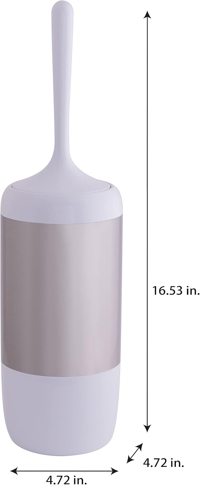 Bath Bliss Smooth Matte Stainless Waste Bin and Toilet Brush | Dimensions: 7.9" x 7.9" x 9.8"- Wastebasket | Dimensions: 4.7"x 4.7"x 16.5"- Toilet Brush| Bathroom Accessories | White