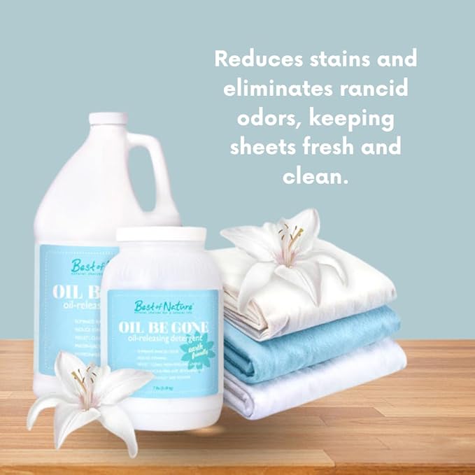 Oil Be Gone Liquid Laundry Detergent – Heavy-Duty Massage Sheet Stain Remover with Brighteners – Case of 4 (1 Gallon each), Concentrated Formula