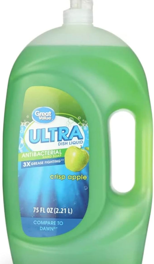 Great Value Ultra Concentrated Dishwashing Liquid/Soap/Detergent, Crisp Apple Scent - 90 ounce Bottle (Pack of 1) (1)