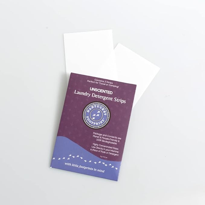 Travel Pack - 6 Units | Unscented Laundry Detergent Sheets| 2 Sheets Per Pack | Liquidless Laundry Detergent | Nantucket Footprint