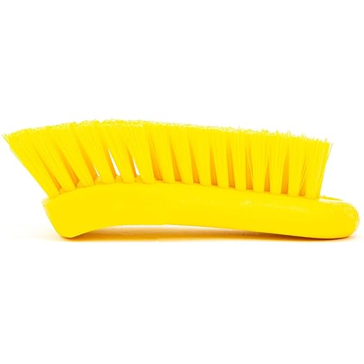SPARTA Plastic Cutting Board Scrub Brush with Hanging Hole for Washing Cutting Boards, 6 Inches, Yellow, (Pack of 6)