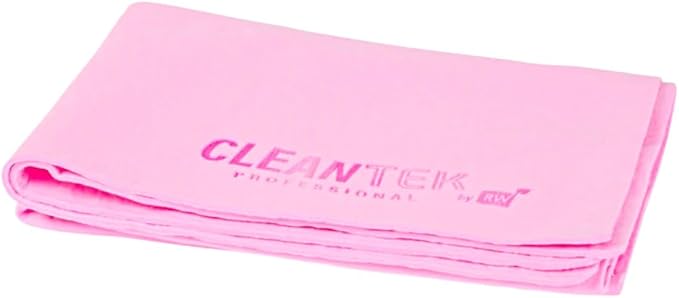 Restaurantware-Clean Tek Professional 25.2 x 16.9 Inch Chamois Cloth, 1 Reusable Microfiber Towel - Storage Tube Included, Absorbent, Pink PVA Microfiber Cleaning Rag, for Windows Or Cars