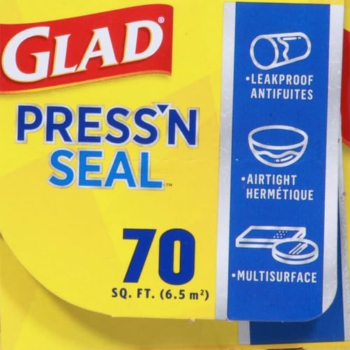 Glad Press'n Seal Plastic Food Wrap | 70 Square Foot | Roll | Pack of 2