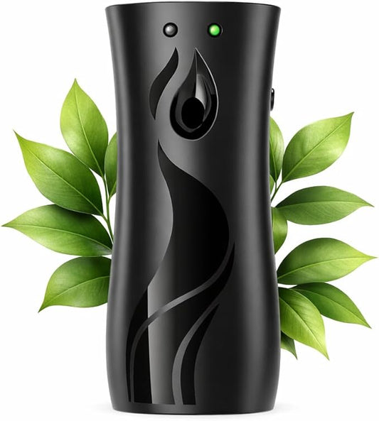 Automatic Air Freshener Dispenser, Wall Mounted or Free Standing Spray Machine, Adjustable Timer, Battery Operated, Compatible with Most Standard Spray Cans for Bathroom, Office & Home (Black)