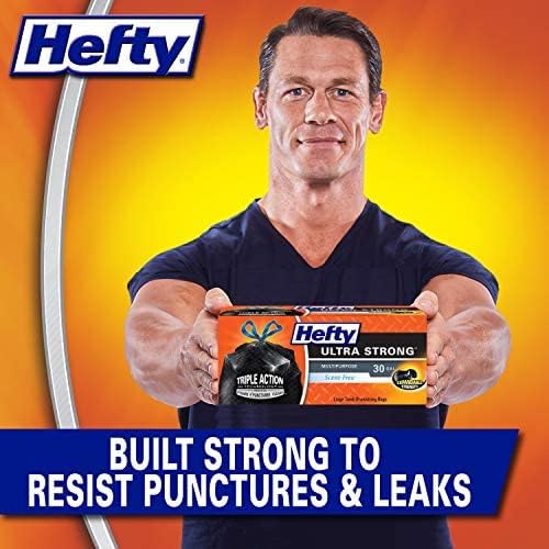 Hefty Ultra Strong Multipurpose Large Trash Bags, Black, Unscented, 30 Gallon 14 Count (Pack of 6)