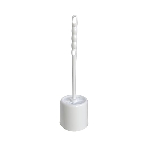 Sparta 16-Inch Durable Toilet Brush with Storage Holder, Bowl Brush with Caddy with Sturdy Polypropylene Bristles for Effective Cleaning, White Plastic Handle for Secure Grip, White (Pack of 24)