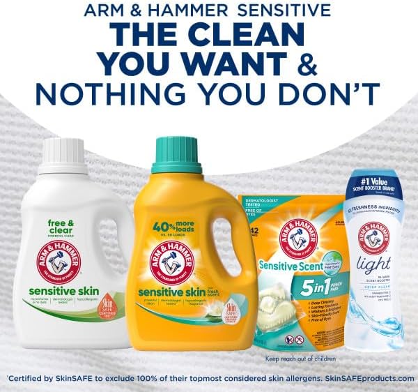 ARM & HAMMER Sensitive Skin Plus Fresh Scent, 170 Loads Liquid Laundry Detergent, 170 Fl oz