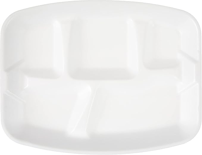 Hefty Everyday Soak-Proof Foam Compartment Tray, White, 9 x 11 Inch, 40 Count