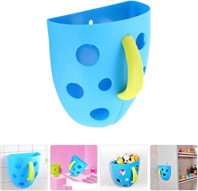 SUPVOX Wall-Mounted Bath Toy Organizer with Suction Cups Storage Pouch for Easy Cleanup and Quick Drying for Bathroom and Play Areas