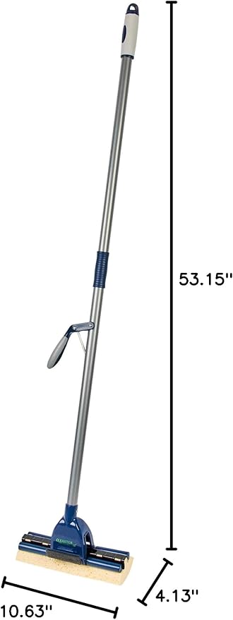 Restaurantware-Clean Tek Professional Self Wringing Mop, 1 Absorbent Sponge Mop - 48 Inch Handle, Secure Attachment, Blue Cellulose Sponge, For Floor Cleaning Bathrooms, Kitchens, And More