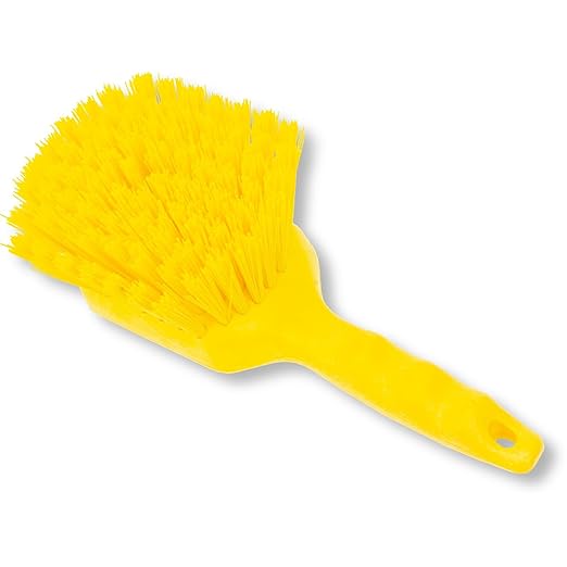 SPARTA 40541EC04 Plastic Scrub Brush, Utility Brush, Kitchen Brush With Hanging Hole For Cleaning, 8 Inches, Yellow (Pack of 1)