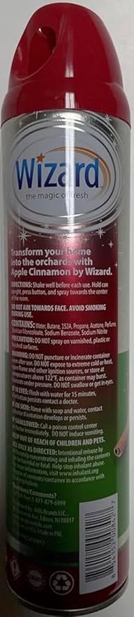 Wizard The Magic of Fresh | Odor Neutralizer & Air Freshener - 10 Oz. Apple cinnamon (Pack of 6) (Packaging May Vary)