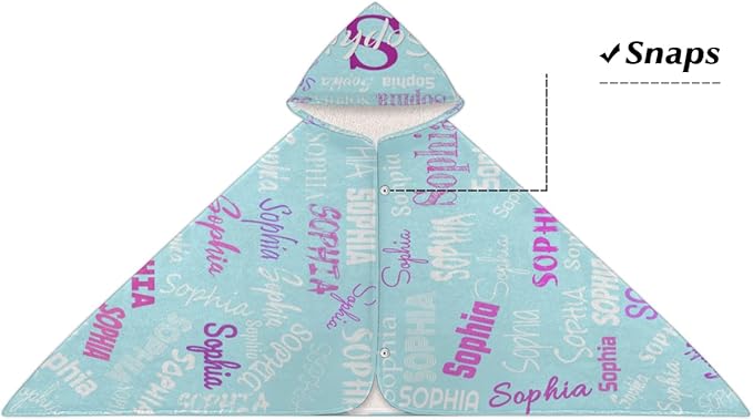 Personalized Beach Towel for Boys Girls - Toddler Towels with Hood Snaps - Personalize Towel with Your Name, Solid Light Blue
