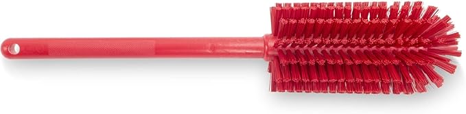 SPARTA Large Water Bottle Brush Ideal for Wide-Mouth Jars, Bottles and Tumblers, Dishwashing Tool with Handle for Home and Commercial Kitchens, Plastic, 16 Inches, Red, (Pack of 4)